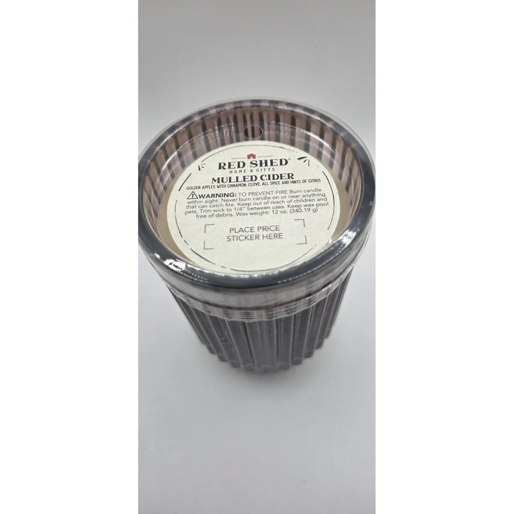 Red Shed Home & Gifts Mulled Cider Scented Candle Fluted Purple Glass 12 oz NEW